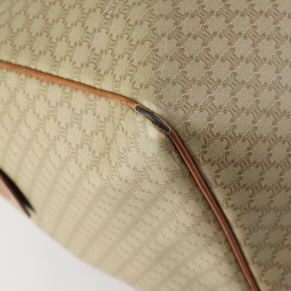 CELINE Macadam Canvas Boston Bag PVC Beige Gold Auth ki6249